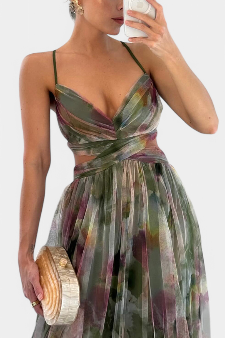 Magdalena Maxi Haljina s Cvjetnim Uzorkom i V-Izrezom