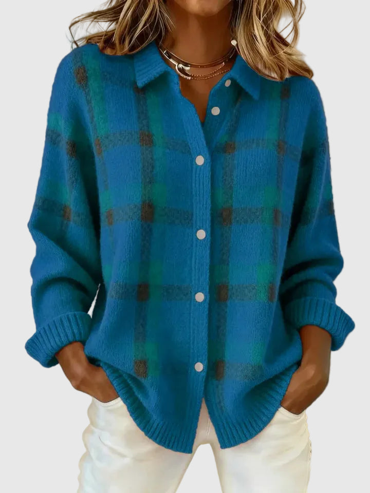 Marija | Retro karirani pulover s kontrastom