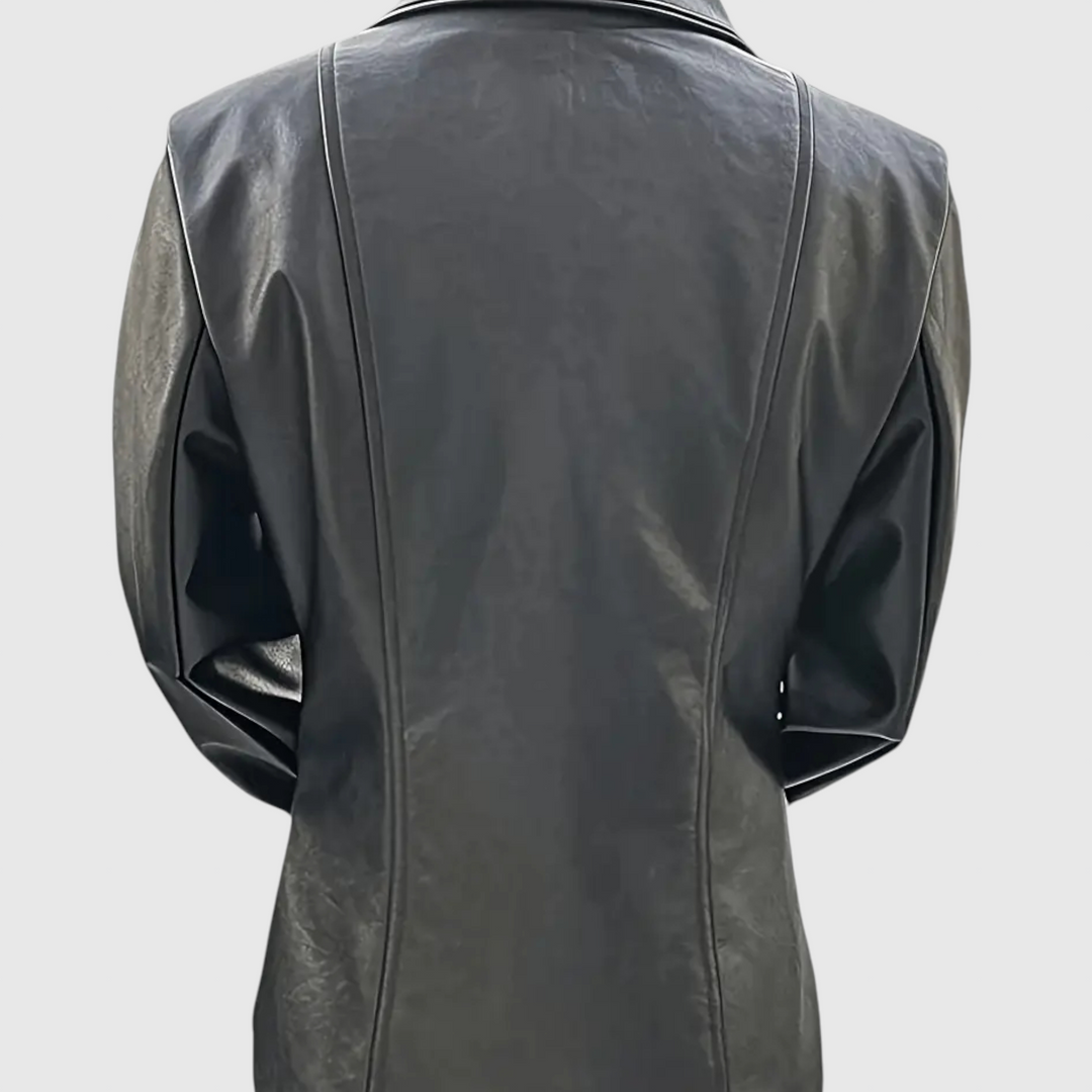 Adelina - Kožni kaput od talijanske kože s gumbima