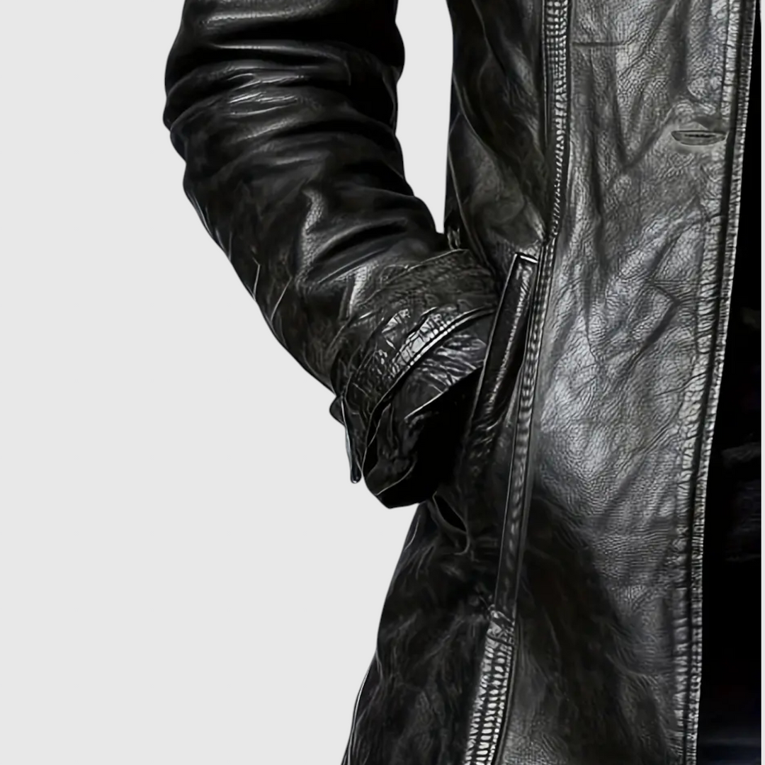 Adelina - Kožni kaput od talijanske kože s gumbima