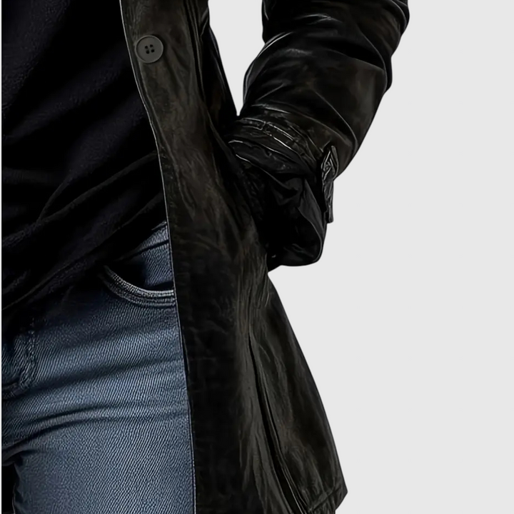 Adelina - Kožni kaput od talijanske kože s gumbima