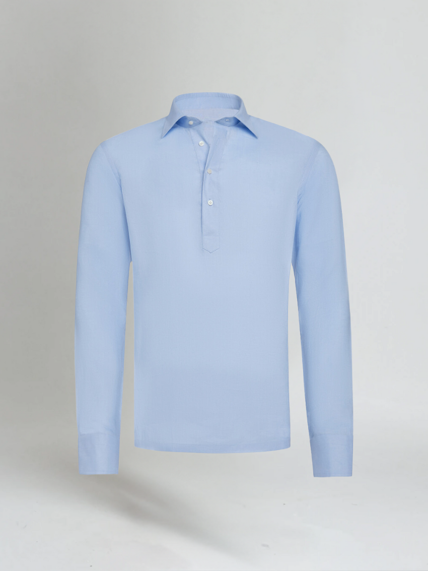 Linen Pop-over Košulja - Svijetlo Plava