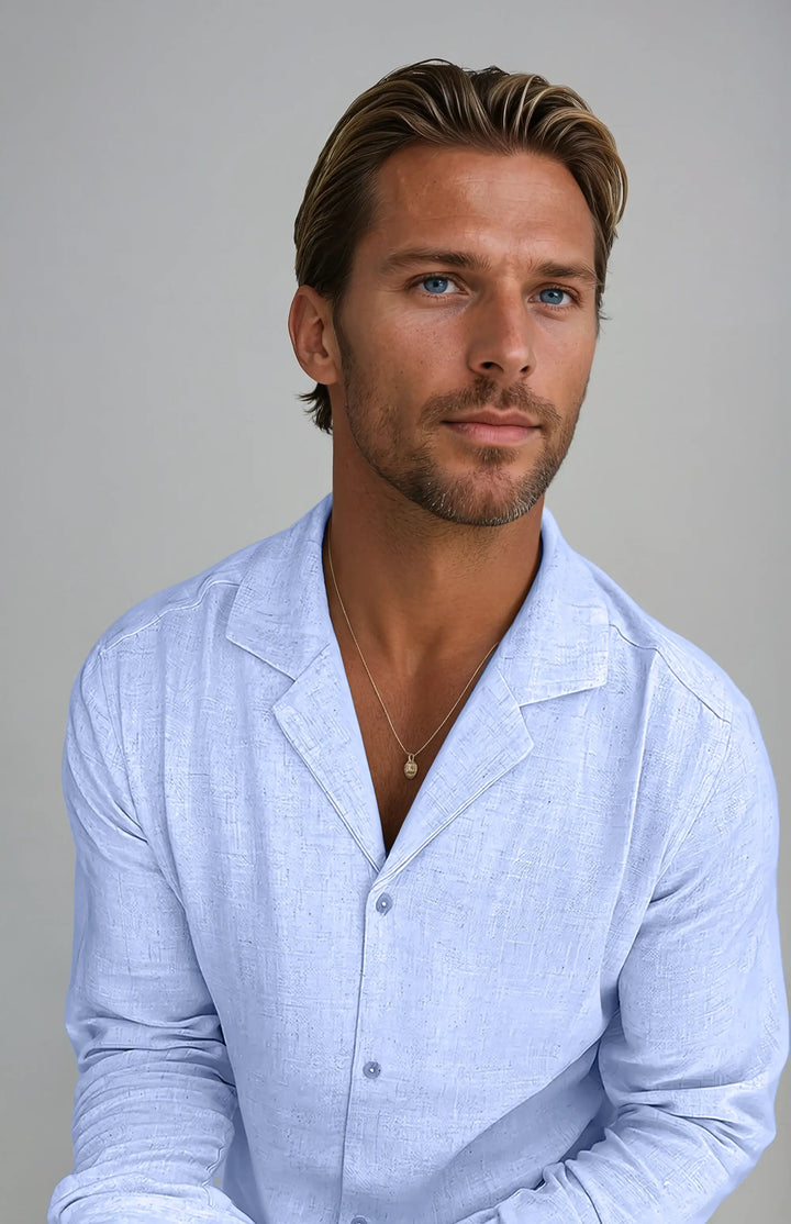 Lanena košulja za plažu - Svijetloplava