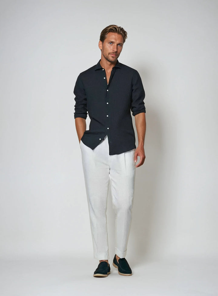 Esencijalna Lanena Košulja - Mornarsko Plava