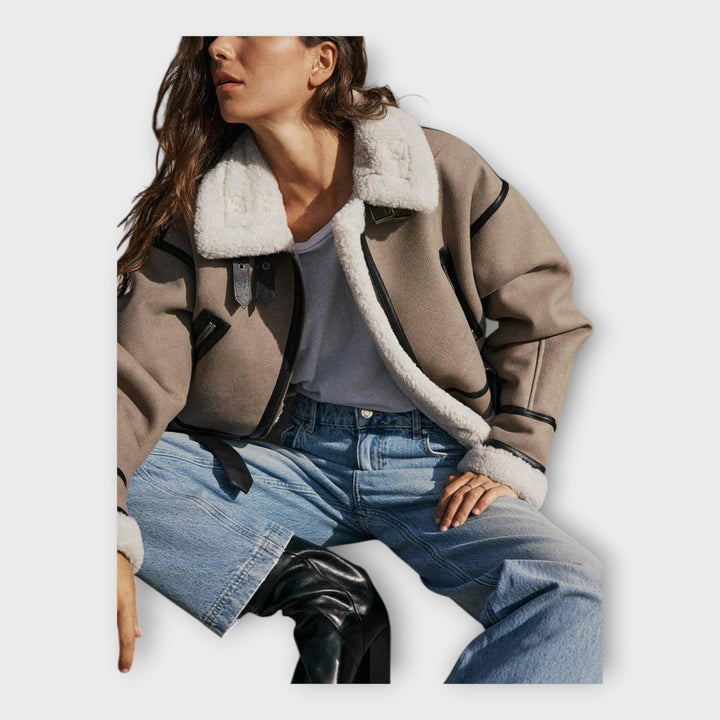 Kožna jakna s podstavom i remenom 