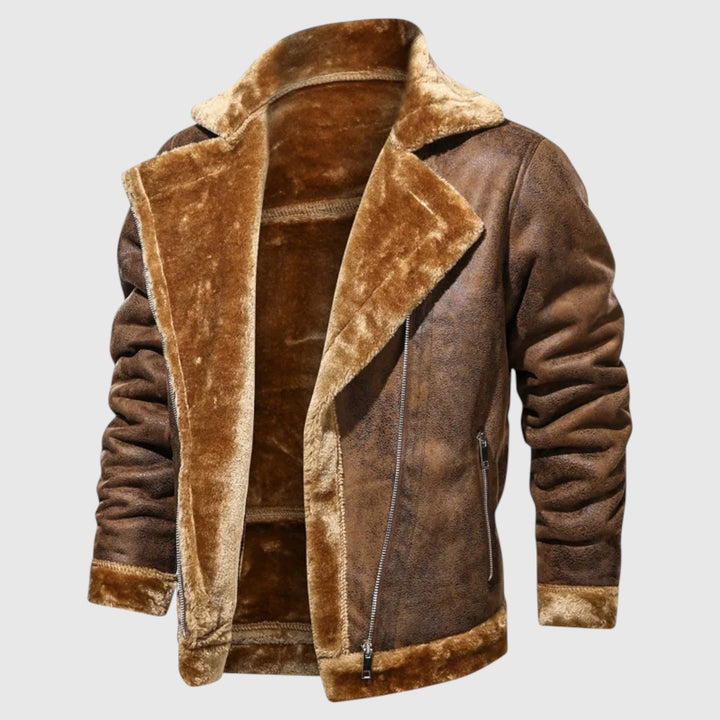 Nikolaj - Kožna jakna s perjem 