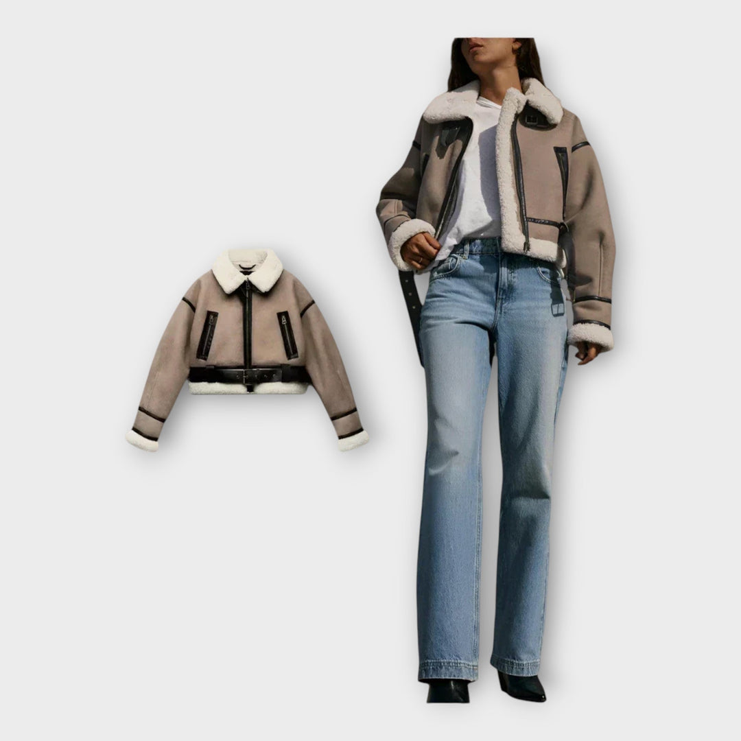 Kožna jakna s podstavom i remenom 