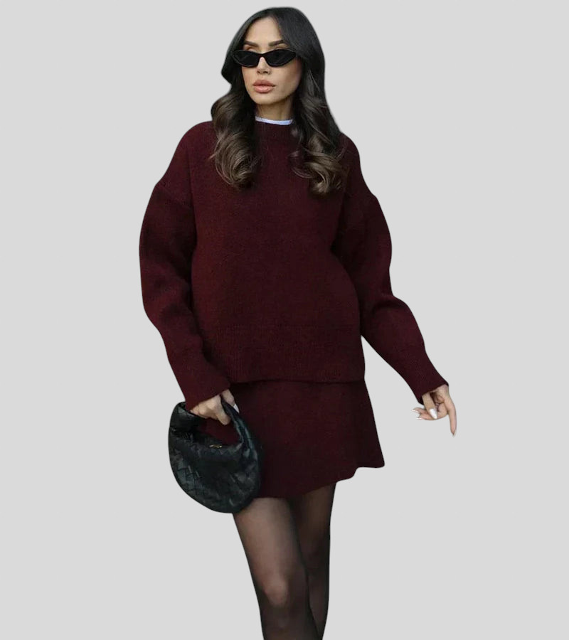 Velara - Pleteni Set - Oversize Pulover + Minica