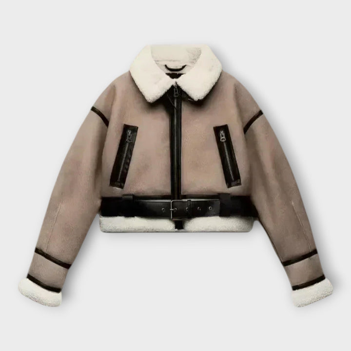 Kožna jakna s podstavom i remenom 