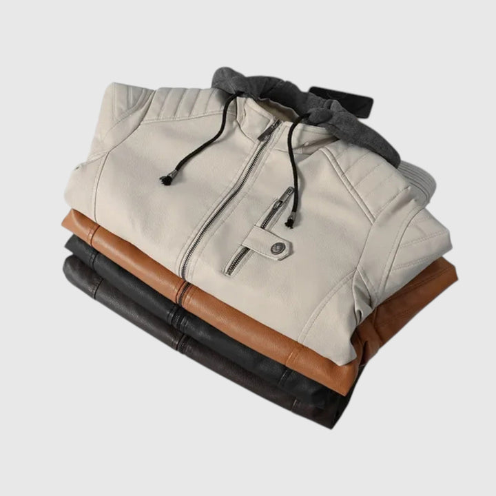 Boris - Kožna jakna s kapuljačom