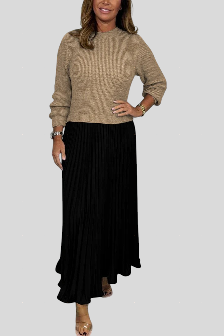 Claudia - Plisirana Haljina s Puloverom