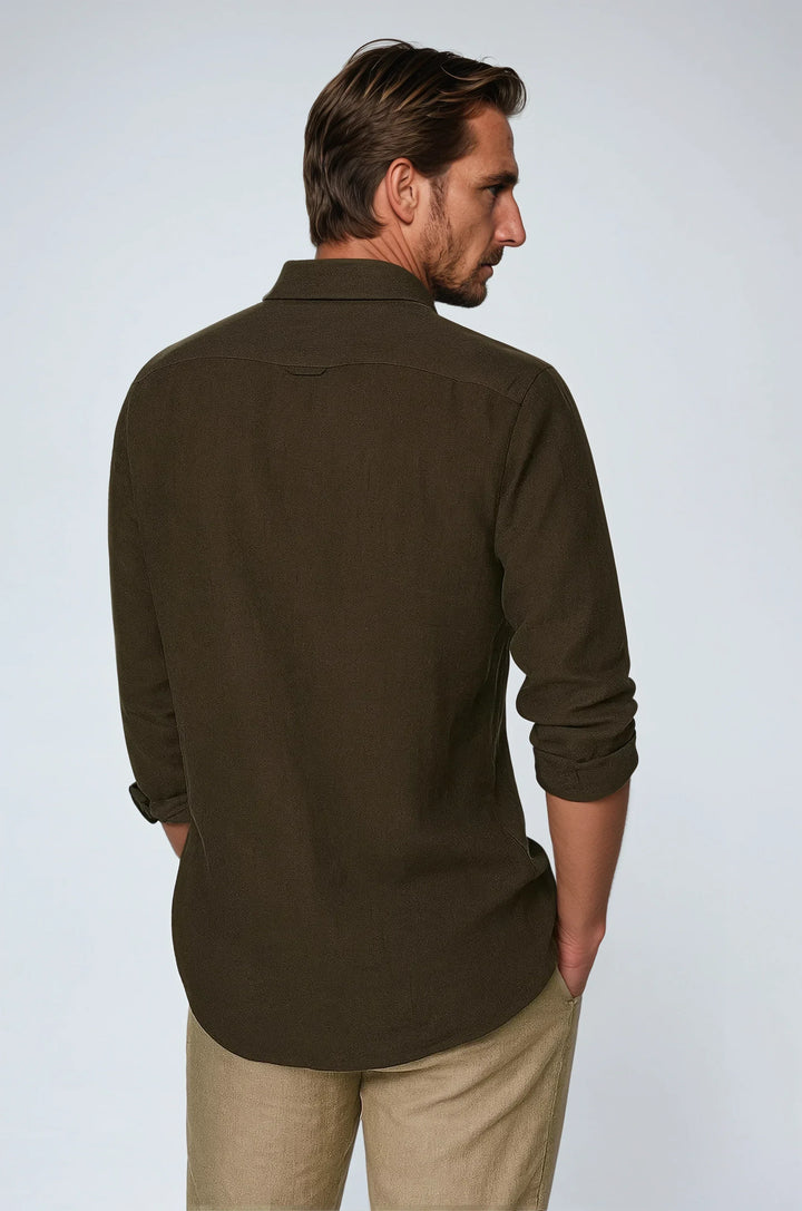 Esencijalna Lanena Košulja - Tamno Smeđa