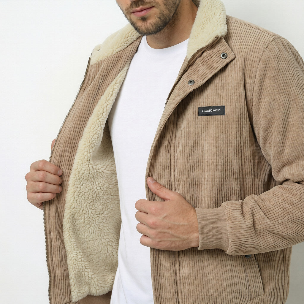 Libuše – Retro sako od manšestra s podstavom od šerpe